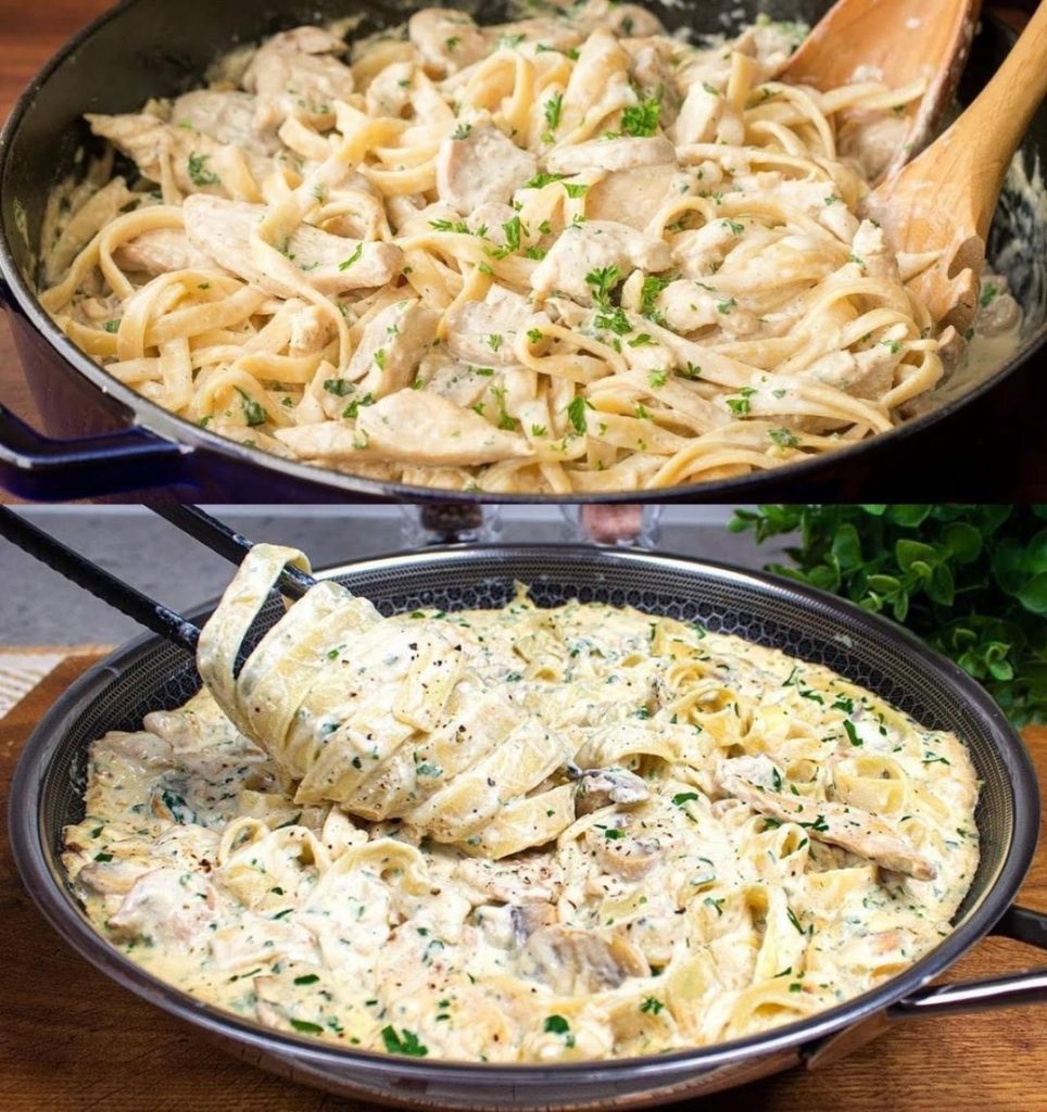 Nudeln mit Hähnchenbrust in Käsesoße - Schnelle Rezept
