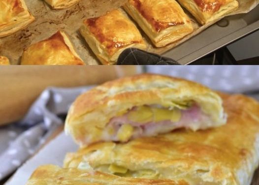 Taschen gefüllt mit Schinken und Käse