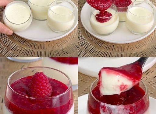 Vanillepudding mit Himbeercoulis