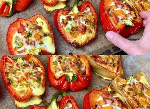 Gefüllte Paprika mit Käse aus dem Backofen