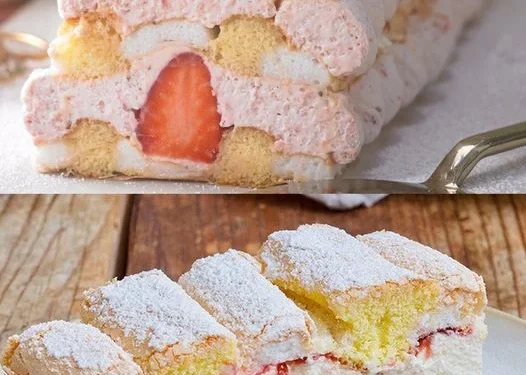 Erdbeer Kardinalschnitte mit 250 ml Schlagsahne in 4 Minuten im Backofen