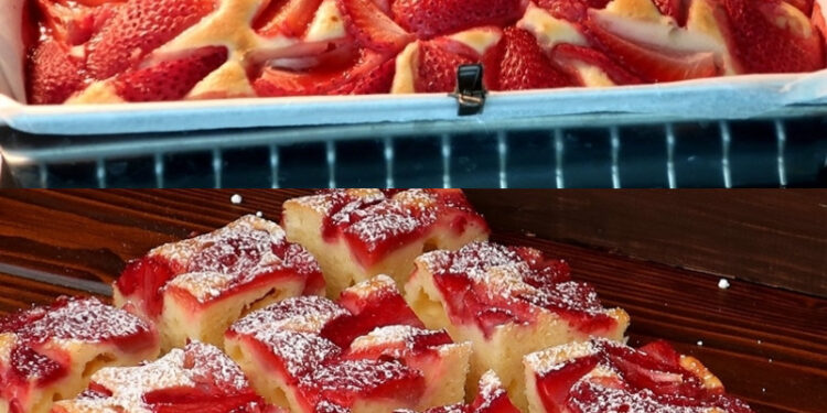 Erdbeer Joghurtkuchen vom Blech in 5 Minuten bereit für den Ofen