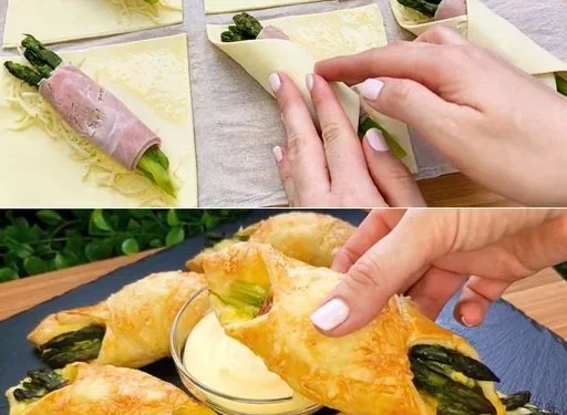 Blätterteig, Schinken, Spargel und Käse!