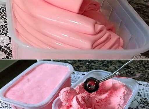 Bereite ich jedes Jahr, Erdbeereis mit 500 g Sahne ohne Eismaschine