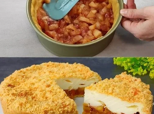 Apfelkuchen mit Joghurtcreme, schmilzt auf der Zunge! Einfach und sehr lecker!