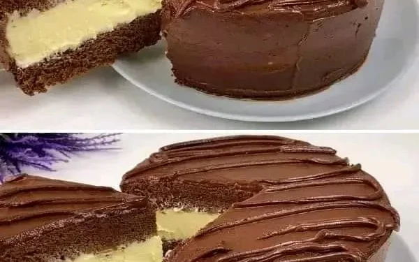 Klassischer Schichtkuchen mit cremigem Zuckerguss