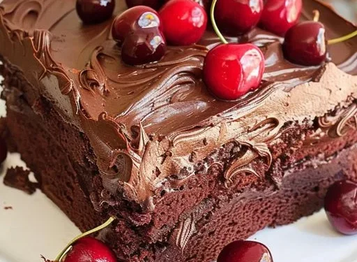 Dreifacher Schokoladenkuchen mit Kirschen