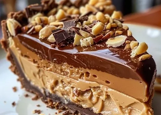 Leicht zuzubereiten und absolut köstlich! Dieser Erdnussbutter-Karamell-Schokoladen-Käsekuchen