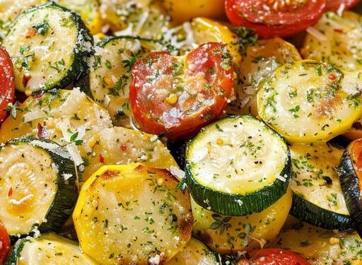 Gerösteter Knoblauch Parmesan Zucchini