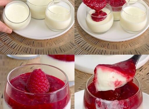 Panna Cotta Dessert mit 400g Himbereen schmeckt so gut