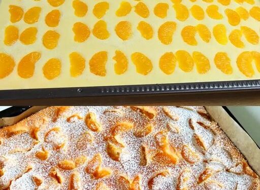 Mandarinen Blechkuchen in 10 Minuten gebacken
