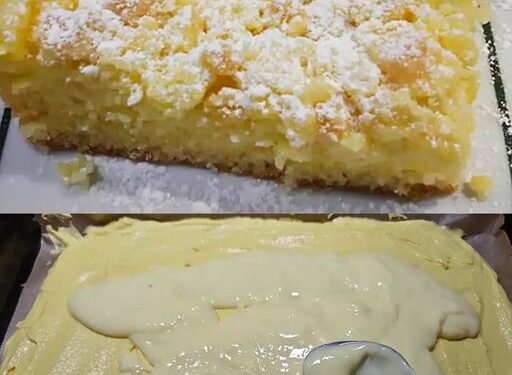 Streuselkuchen mit 2 Packung Vanillepudding und 40 Minuten Backzeit