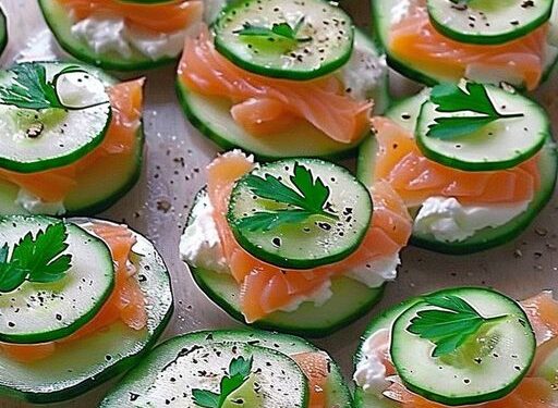So fein, Gurken Lachs Häppchen mit 200 g Doppelrahmfrischkäse