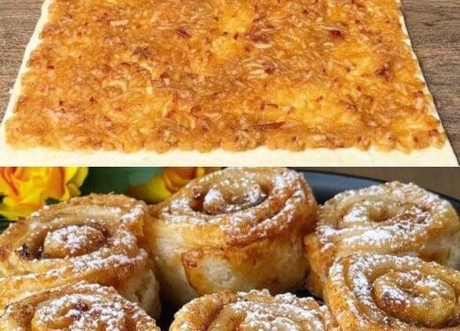 Wenn Sie Blätterteig haben, reibe einfach 3 Äpfel und das Dessert ist in 10 Minuten fertig!