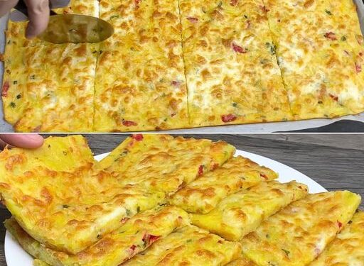 4 Kartoffeln, 3 Eier, Milch, Mehl und Mozzarella, alles zusammenmischen soo lecker!