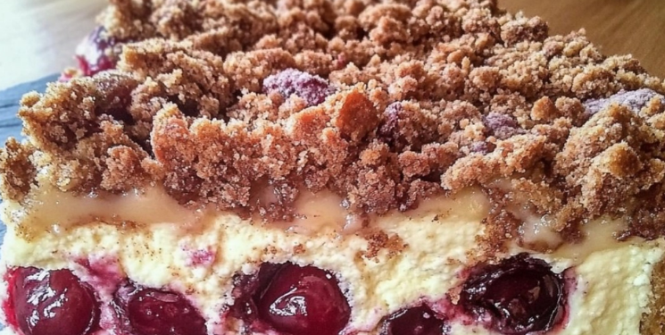🍫 Schoko-Streuselkuchen mit Vanille-Kirschfüllung – Köstlich und Unwiderstehlich! 🍒✨