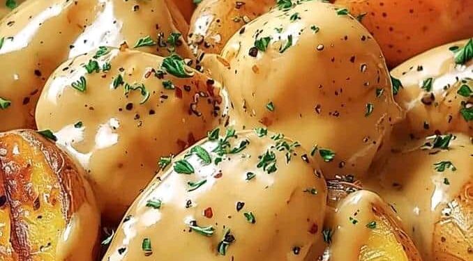 Babykartoffeln in cremiger Knoblauchsauce 🥔🍴