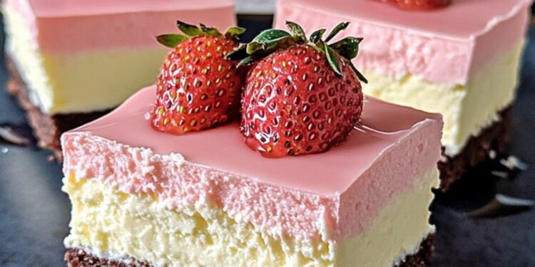 Käsekuchen mit weißer Schokolade und Erdbeermousse 🍓🍫 – Cremig ...