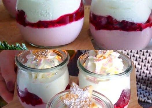 Himmlisches Dessert mit Himbeeren in 10 Minuten zubereitet
