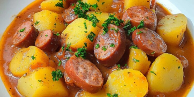 Deftiges Kartoffelgulasch mit Würstchen – Wohlfühlgericht für kalte Tage