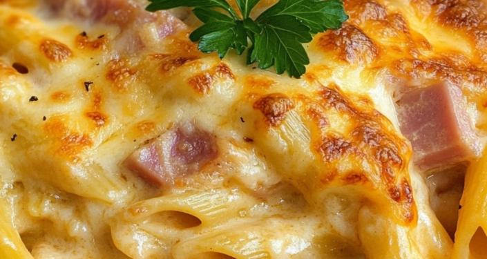 🍝 Schneller Nudelauflauf mit Schinken und Käse 🧀
