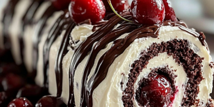 Schwarzwälder Traumrolle – Schokolade und Kirschen perfekt vereint! ✨🍫