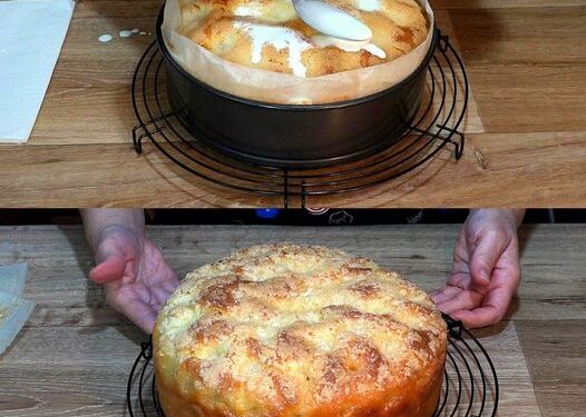 Ich verrühre 250 g Schmand mit 30 g Zucker der beste Apfelkuchen!