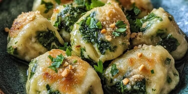 Spinatknödel mit Nussbutter und Bergkäse