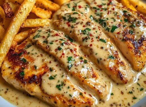 Hähnchenfilet in cremiger Knoblauchsauce ein Blitzgericht in 20 Minuten!