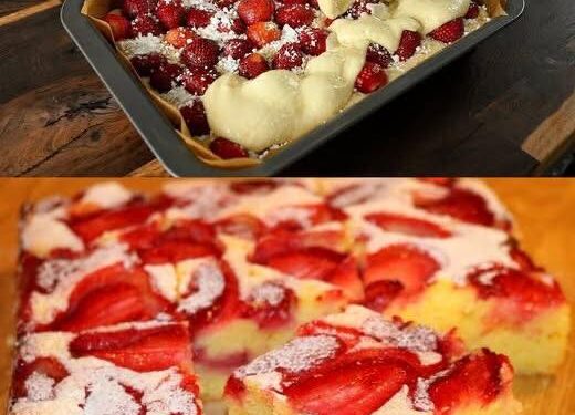 Biskuitkuchen mit Erdbeeren in 10 Minuten ein Tassenrezept