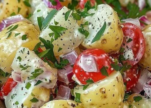 Griechischer Kartoffelsalat den ich 2x in Woche bereite