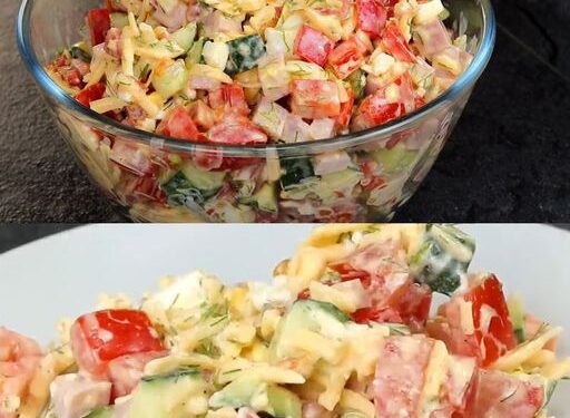 Paprika Gouda Salat mit 100g Fleischwurst in 15 Minuten