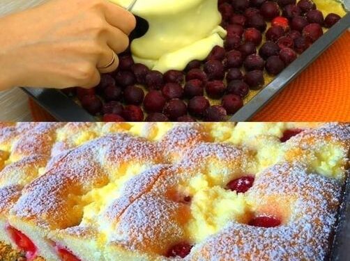 Ich wurde ihn 3x in eine Woche backen, Kirschkuchen in 5 Minuten im Ofen!