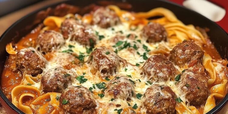 Deftige Hackbällchen in Tomaten-Kräuter-Sauce mit Bandnudeln – Komfortessen vom Feinsten!