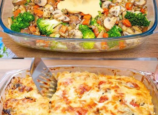 Ich backe 600 g Brokkoli, Kartoffel und 500 g Champignons saulecker