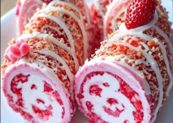 Gerollter Erdbeer-Shortcake – Ein süßer Leckerbissen, perfekt für jeden Anlass.
