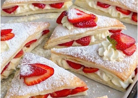 Erdbeerkissen aus Blätterteig in 15 Minuten