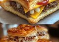 Cheeseburger Blätterteigtaschen mit 250 g Hackfleisch