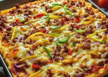 Kartoffelpizza mit Hackfleisch, ohne Hefeteig