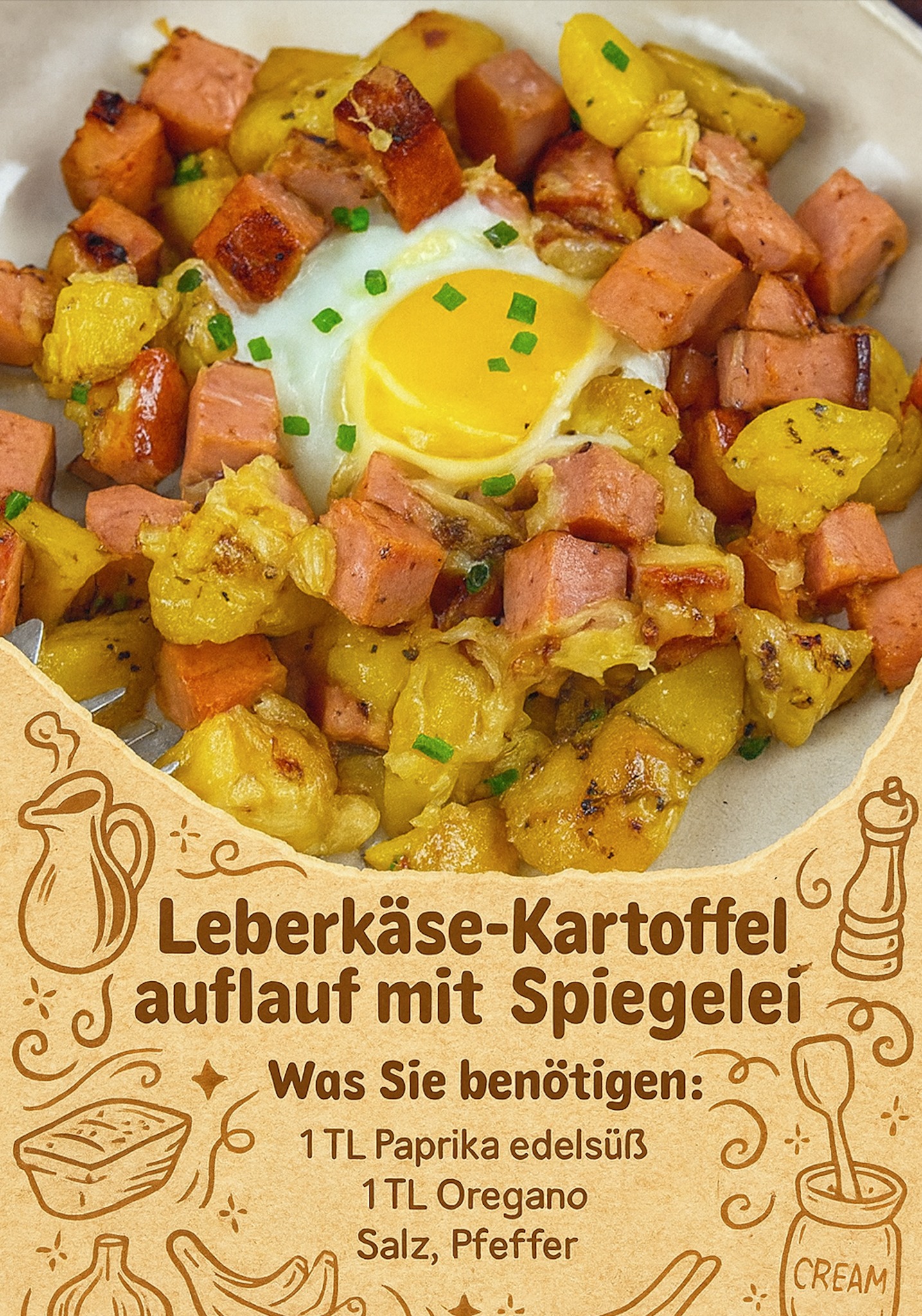 Dieser Leberkäse-Kartoffelauflauf mit Spiegelei ist pure Herzensküche ...