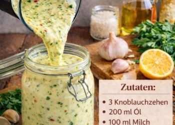 Hausgemachte Knoblauchcreme passt zu allem