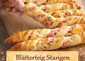 Superleckere Blätterteig Stangen mit Schinken und Käse