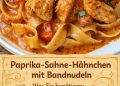 Paprika-Sahne-Hähnchen mit Bandnudeln ist cremiger Genuss pur, aromatisch und absolutes Familienlieblingsessen