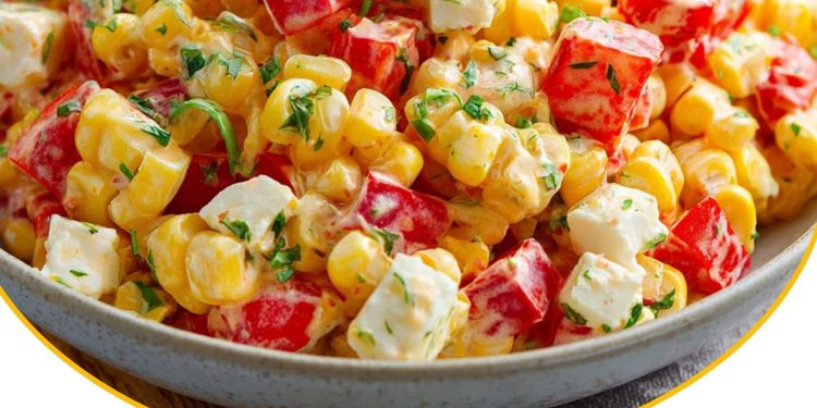 Paprika-Mais-Salat mit Feta und Joghurt