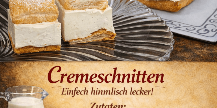 Cremeschnitte, ein cremiger Kuchen, der auf der Zunge zergeht