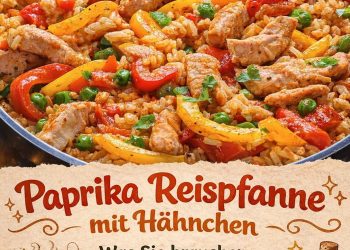 Paprika Reispfanne mit Hähnchen, oohhh… würzig, bunt und richtig schön sättigend