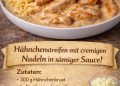 Nudeln mit Hähnchen in Sahnesauce