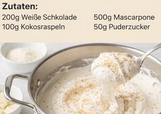 Nur 4 Zutaten und die Raffallo Creme ist fertig!