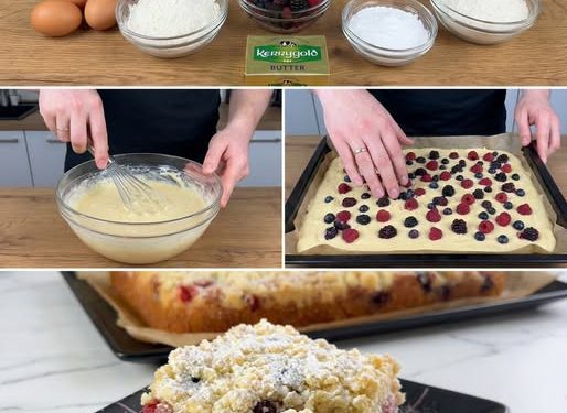 Dieser Streuselkuchen mit Beeren ist knusprig, saftig und voller fruchtiger Glücksmomente