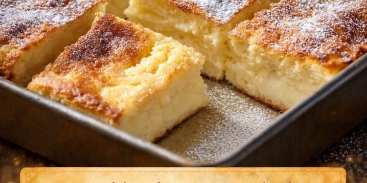 Quarkkuchen vom Blech mit Vanillepudding ein echter Klassiker
